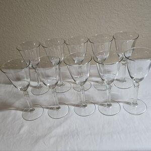 Crystal Wine Glasses Vintage Lot Of 10 7.5in
